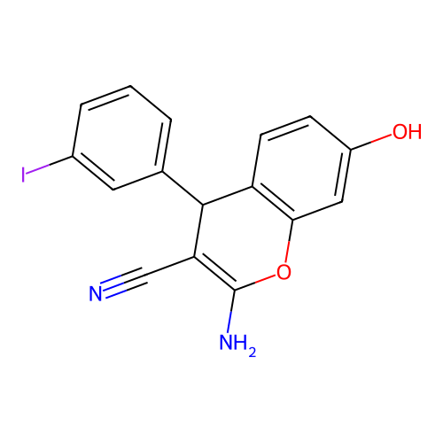 2-amino-7-hydroxy-4-(3-iodophenyl)-4H-chromene-3-carbonitrile structure