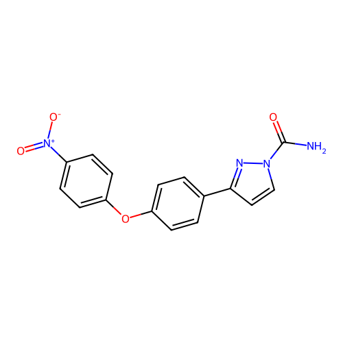 3-(4-(4-Nitrophenoxy)phenyl)-1H-pyrazole-1-carboxamide structure