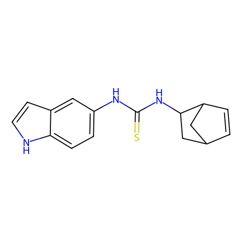 1-(2-bicyclo[2.2.1]hept-5-enyl)-3-(1H-indol-5-yl)thiourea structure