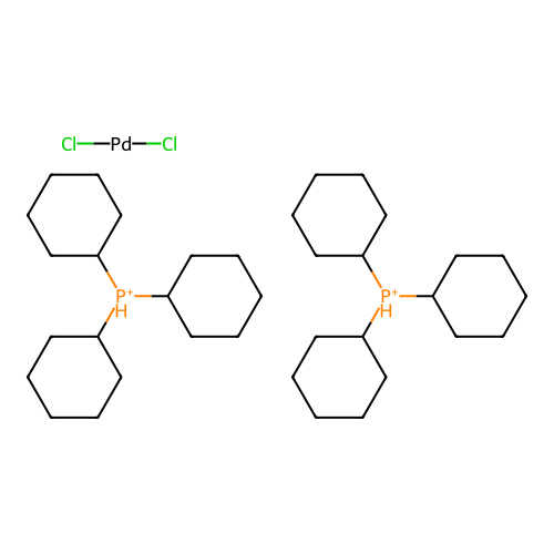 Dichlorobis(tricyclohexylphosphino)palladium structure
