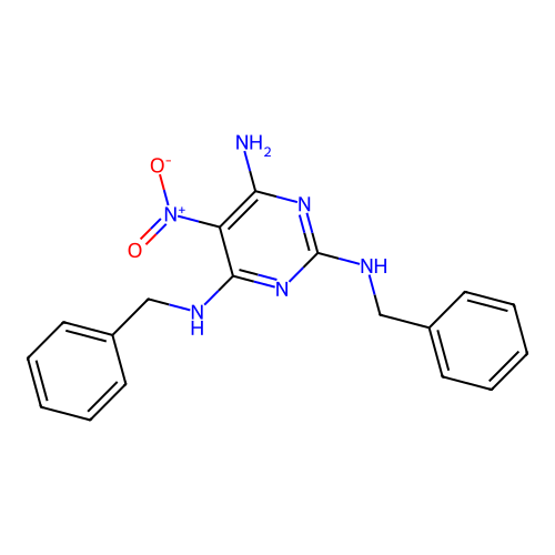 N2,N4-dibenzyl-5-nitropyrimidine-2,4,6-triamine structure