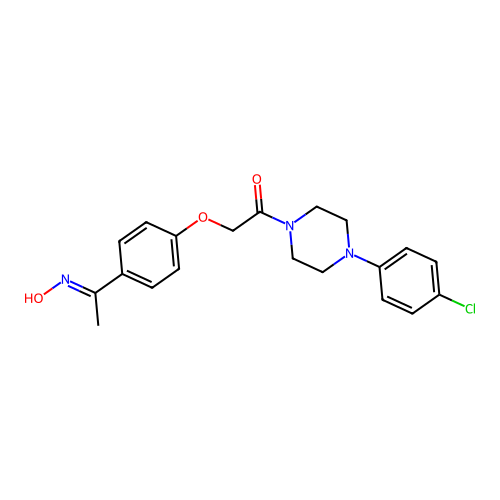 Piperazine, 1-(4-chlorophenyl)-4-((4-(1-(hydroxyimino)ethyl)phenoxy)acetyl)- structure