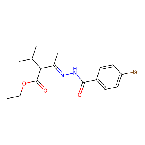 ethyl 2-[N-(4-bromobenzoyl)ethanehydrazonoyl]-3-methylbutanoate structure