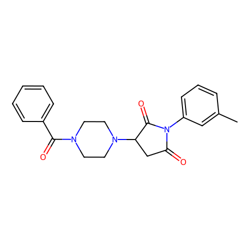 1-(3-Methylphenyl)-3-[4-(phenylcarbonyl)piperazinyl]azolidine-2,5-dione structure
