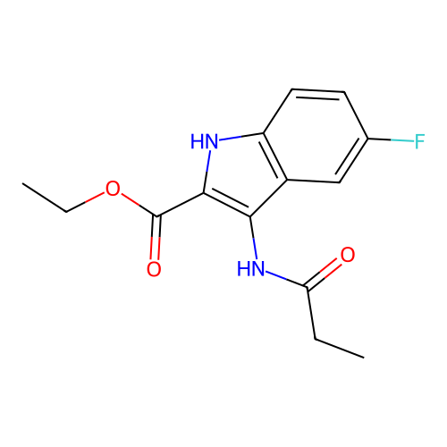 ethyl 5-fluoro-3-(propanoylamino)-1H-indole-2-carboxylate structure