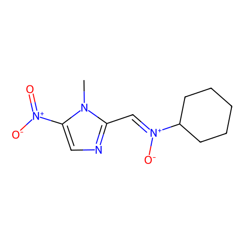 N-cyclohexyl-1-(1-methyl-5-nitroimidazol-2-yl)methanimine oxide structure