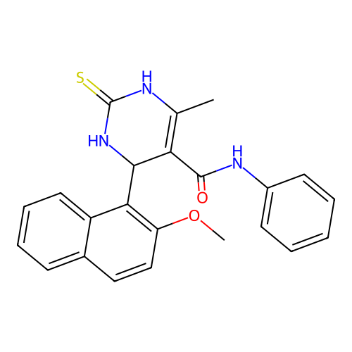 4-(2-methoxynaphthalen-1-yl)-6-methyl-N-phenyl-2-thioxo-1,2,3,4-tetrahydropyrimidine-5-carboxamide structure