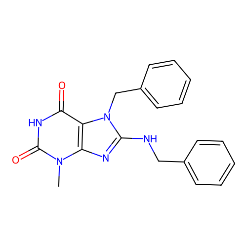 7-benzyl-8-(benzylamino)-6-hydroxy-3-methyl-3,7-dihydro-2H-purin-2-one structure