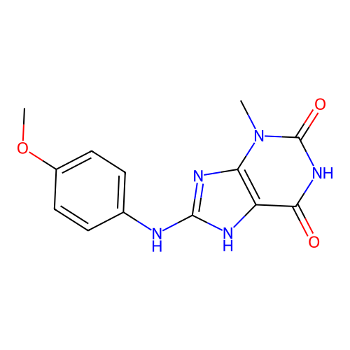 8-[(4-Methoxyphenyl)amino]-3-methyl-1,3,7-trihydropurine-2,6-dione structure