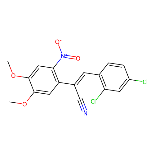 (2Z)-3-(2,4-dichlorophenyl)-2-(4,5-dimethoxy-2-nitrophenyl)prop-2-enenitrile structure