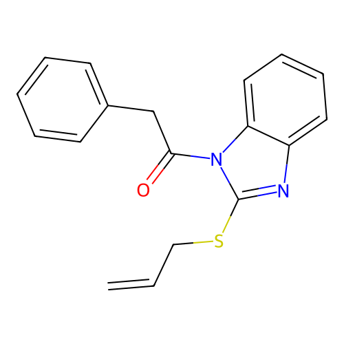 2-phenyl-1-[2-(prop-2-en-1-ylsulfanyl)-1H-benzimidazol-1-yl]ethanone structure