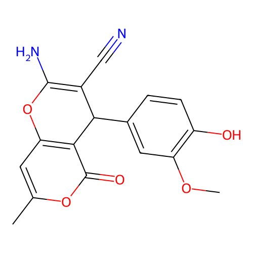 2-Amino-4-(4-hydroxy-3-methoxyphenyl)-7-methyl-5-oxo-4H,5H-pyrano[4,3-b]pyran-3-carbonitrile structure