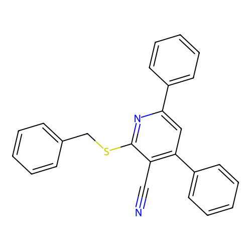 4,6-Diphenyl-2-(phenylmethylthio)pyridine-3-carbonitrile structure