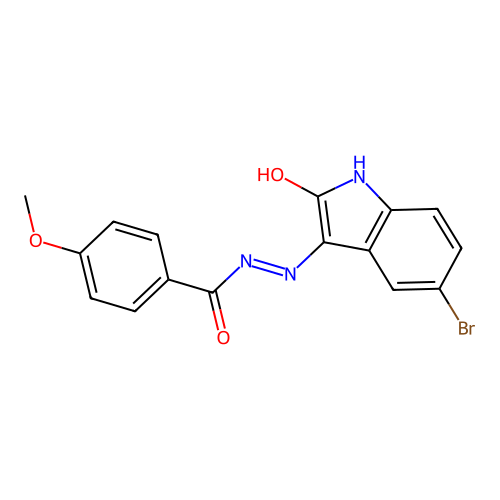 N'-[(3Z)-5-bromo-2-oxo-1,2-dihydro-3H-indol-3-ylidene]-4-methoxybenzohydrazide structure