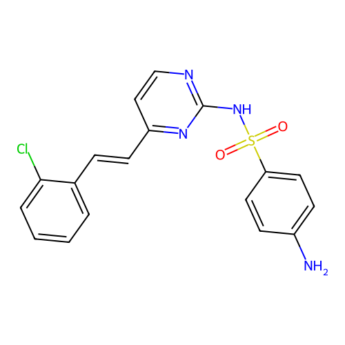 4-amino-N-{4-[(E)-2-(2-chlorophenyl)ethenyl]pyrimidin-2-yl}benzenesulfonamide structure