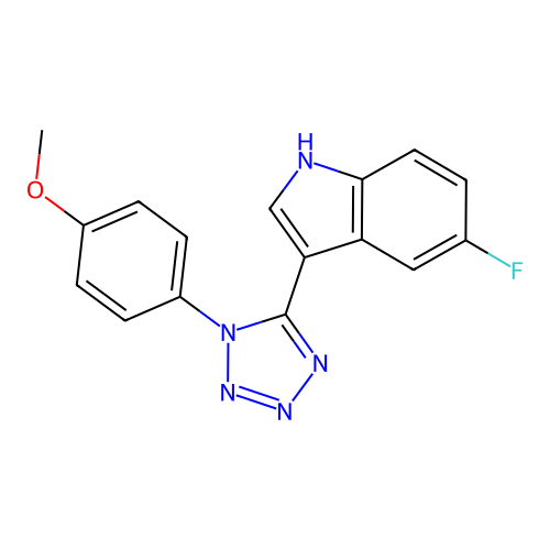 5-fluoro-3-[1-(4-methoxyphenyl)-1H-tetraazol-5-yl]-1H-indole structure