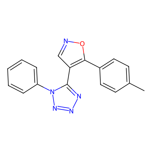 5-[5-(4-methylphenyl)-4-isoxazolyl]-1-phenyl-1H-tetraazole structure