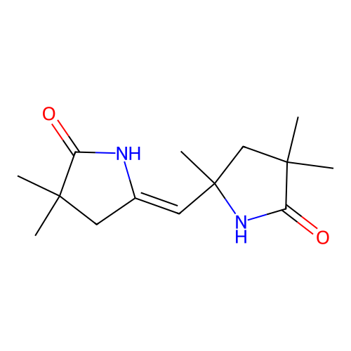 5-[(4,4-dimethyl-5-oxopyrrolidin-2-ylidene)methyl]-3,3,5-trimethylpyrrolidin-2-one structure