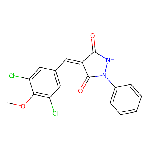 (Z)-4-(3,5-dichloro-4-methoxybenzylidene)-1-phenylpyrazolidine-3,5-dione structure