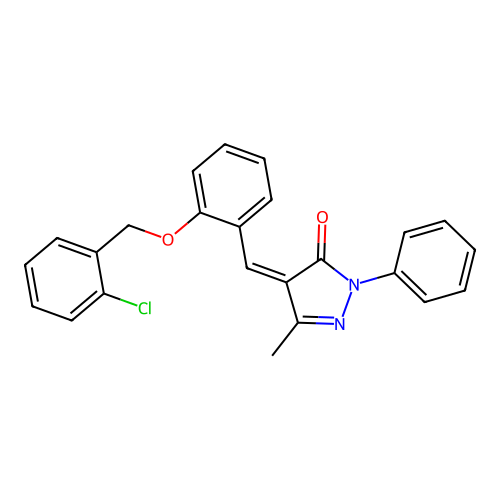 (4Z)-4-{2-[(2-chlorobenzyl)oxy]benzylidene}-5-methyl-2-phenyl-2,4-dihydro-3H-pyrazol-3-one structure