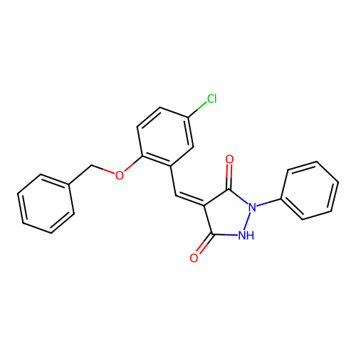 (4Z)-4-[2-(benzyloxy)-5-chlorobenzylidene]-1-phenylpyrazolidine-3,5-dione structure