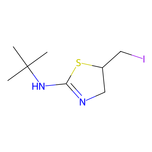 N-tert-butyl-5-(iodomethyl)-4,5-dihydro-1,3-thiazol-2-amine structure