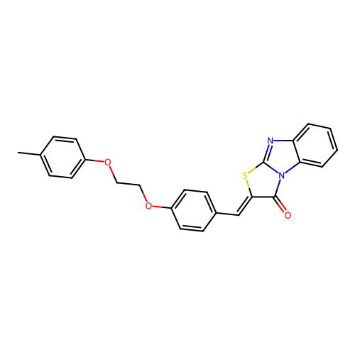 (Z)-2-(4-(2-(p-tolyloxy)ethoxy)benzylidene)benzo[4,5]imidazo[2,1-b]thiazol-3(2H)-one structure