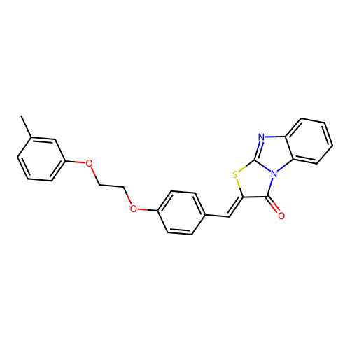 (Z)-2-(4-(2-(m-tolyloxy)ethoxy)benzylidene)benzo[4,5]imidazo[2,1-b]thiazol-3(2H)-one structure
