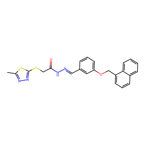 (E)-2-((5-methyl-1,3,4-thiadiazol-2-yl)thio)-N'-(3-(naphthalen-1-ylmethoxy)benzylidene)acetohydrazide structure