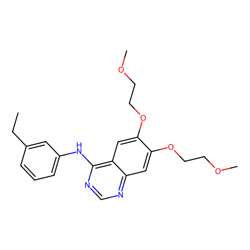 N-(3-ethylphenyl)-6,7-bis(2-methoxyethoxy)-4-quinazolinamine structure