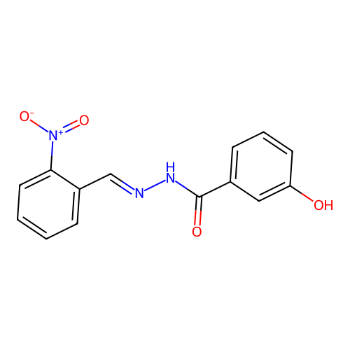 (E)-3-hydroxy-N'-(2-nitrobenzylidene)benzohydrazide structure