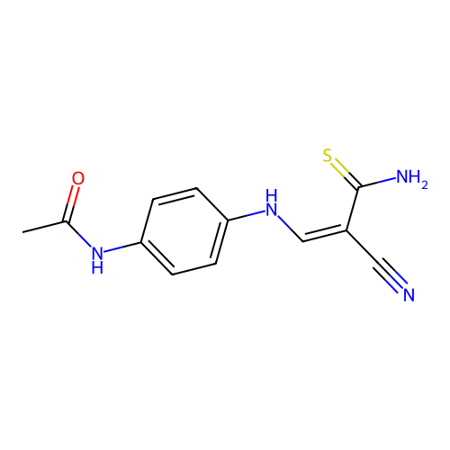 N-(4-{[(1Z)-3-amino-2-cyano-3-thioxoprop-1-en-1-yl]amino}phenyl)acetamide structure