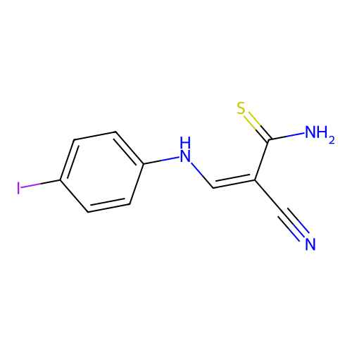 (2Z)-2-cyano-3-[(4-iodophenyl)amino]prop-2-enethioamide structure