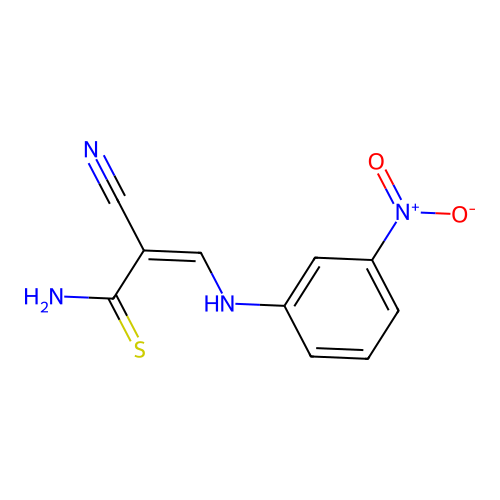 (2Z)-2-cyano-3-[(3-nitrophenyl)amino]prop-2-enethioamide structure