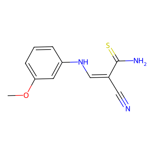 (2Z)-2-cyano-3-[(3-methoxyphenyl)amino]prop-2-enethioamide structure