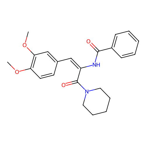 (E)-N-(1-(3,4-dimethoxyphenyl)-3-oxo-3-(piperidin-1-yl)prop-1-en-2-yl)benzamide structure