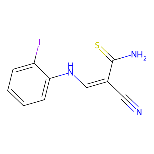 2-Cyano-3-((2-iodophenyl)amino)prop-2-enethioamide structure