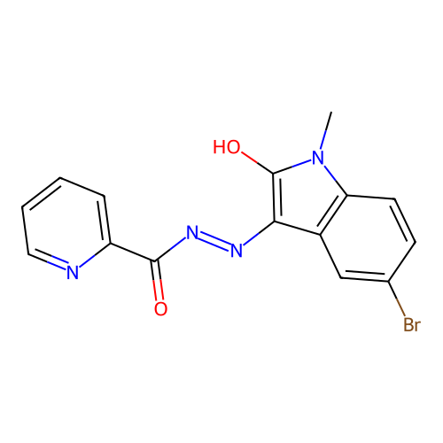 (Z)-N'-(5-bromo-1-methyl-2-oxoindolin-3-ylidene)picolinohydrazide structure