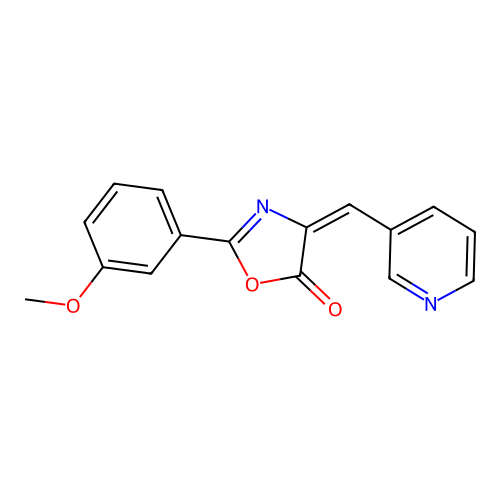 (4E)-2-(3-methoxyphenyl)-4-(pyridin-3-ylmethylidene)-1,3-oxazol-5-one structure