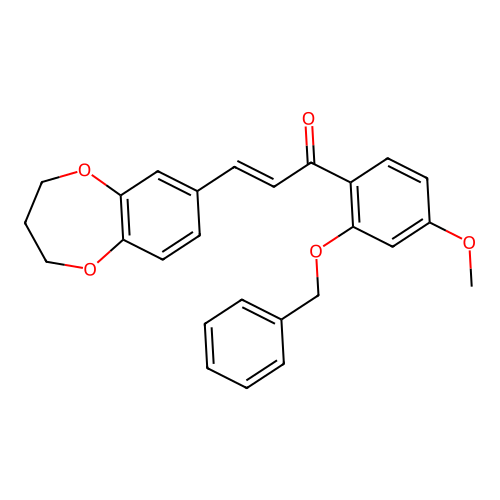 (2E)-1-[2-(benzyloxy)-4-methoxyphenyl]-3-(3,4-dihydro-2H-1,5-benzodioxepin-7-yl)-2-propen-1-one structure