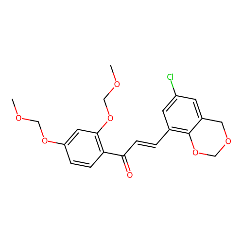 (2E)-1-[2,4-bis(methoxymethoxy)phenyl]-3-(6-chloro-4H-1,3-benzodioxin-8-yl)prop-2-en-1-one structure