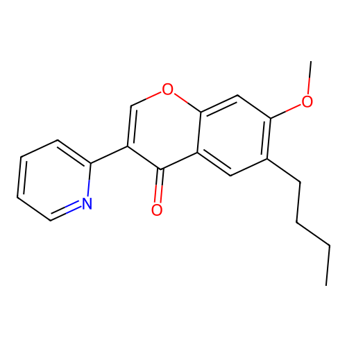 6-butyl-7-methoxy-3-(pyridin-2-yl)-4H-chromen-4-one structure