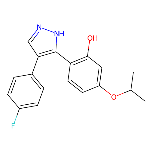 2-[4-(4-fluorophenyl)-1H-pyrazol-5-yl]-5-(propan-2-yloxy)phenol structure