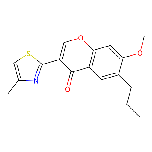 7-methoxy-3-(4-methyl-1,3-thiazol-2-yl)-6-propyl-4H-chromen-4-one structure