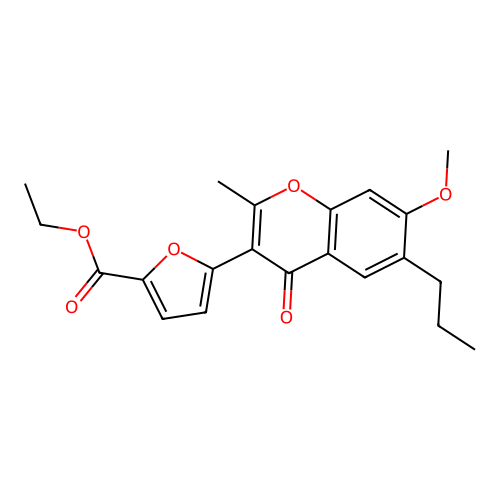 ethyl 5-(7-methoxy-2-methyl-4-oxo-6-propyl-4H-chromen-3-yl)furan-2-carboxylate structure