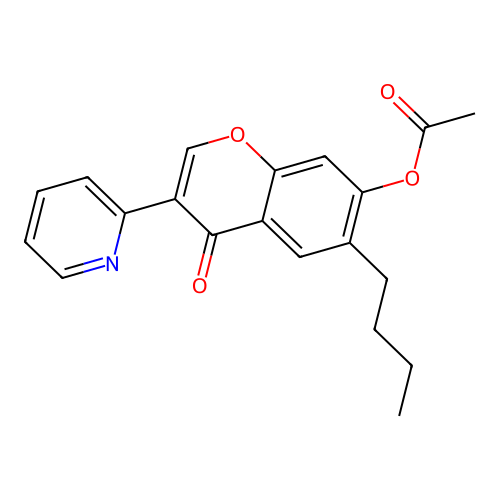 6-butyl-4-oxo-3-(pyridin-2-yl)-4H-chromen-7-yl acetate structure