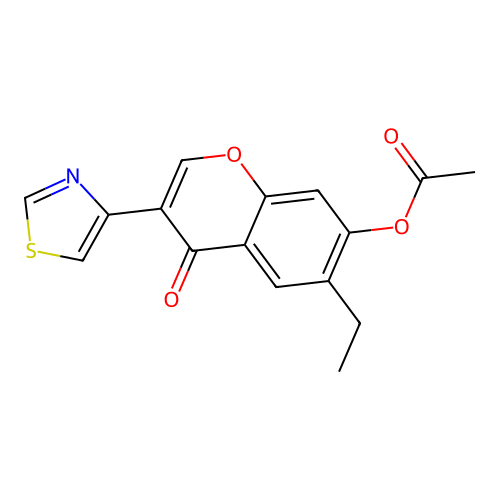 6-ethyl-4-oxo-3-(1,3-thiazol-4-yl)-4H-chromen-7-yl acetate structure