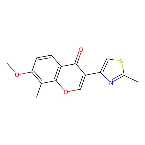7-methoxy-8-methyl-3-(2-methyl-1,3-thiazol-4-yl)-4H-chromen-4-one structure