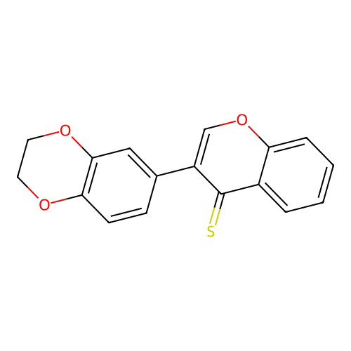 3-(2,3-dihydrobenzo[b][1,4]dioxin-6-yl)-4H-chromene-4-thione structure