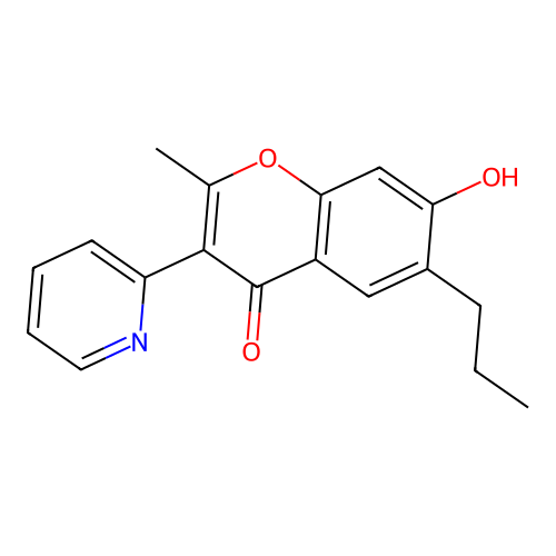 7-Hydroxy-2-methyl-6-propyl-3-(2-pyridinyl)-1-benzopyran-4-one structure